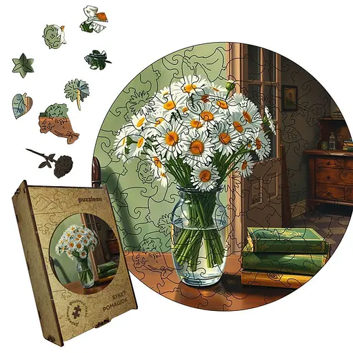 Пазл деревянный Букет Ромашек, А2, 300+ элементов, Деревянная коробка