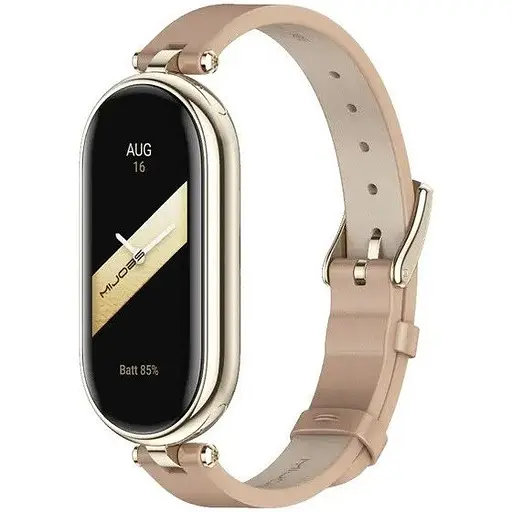 Кожаный ремешок MiJobs для фитнес-браслета Xiaomi Mi Band 5 и 6 Type A бежевый