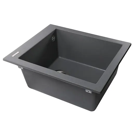 Гранитная мойка Globus Lux Lama серый металлик 410x500 мм А0003, Серый - фото 3