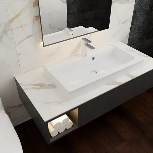 Раковина матова врізна Amidicon Pandora 80 800x430 з литого каменю PANDORA_80_MAT, Білий матовий - фото 7