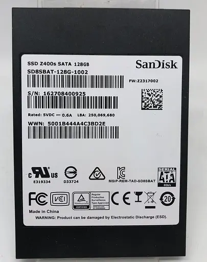 Накопитель SSD Sandisk Sata 2.5 256GB Z400s 250 256 (SD8SBAT-256G-1002) Б/у - фото 1