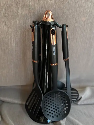 Набір кухонного приладдя Magio MG-1125 з підставкою силіконовий 5 шт. Чорний - фото 2