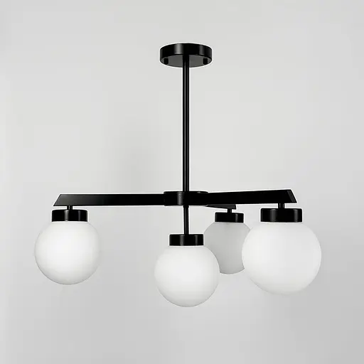 Чорна люстра на 4 білих плафони Ø 60 см | Арт. SGJ 6/4 BK+WT | Line F - фото 4