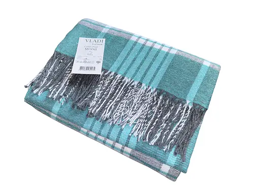 Плед бавовняний Миами/Miami Horace Vladi дим-біло-м'ятний 140х200 - фото 1