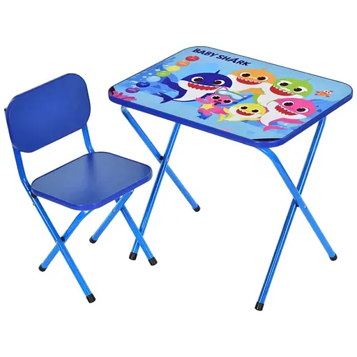 Детский столик Bambi M 5960-4 Baby Shark складной со стульчиком синий