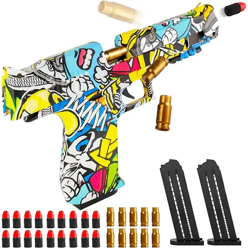 Іграшковий пістолет для дітей від 6 років, з 60 м'якими кульками та 2 магазинами