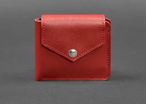 Кожаный портмоне 4.2 на красной кнопке - фото 1