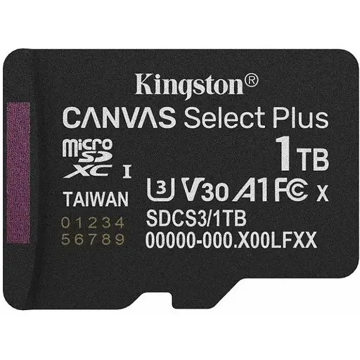 Карта памяти microSDXC (UHS-1 U3) Kingston Canvas Select Plus Gen3 1Tb class 10 А1 V30 (R-150MB/s) - фото 1