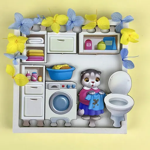 Дерев'яний пазл-вкладиш "Котячий літній будинок" Ubumblebees (ПСД272) PSD272 - фото 6