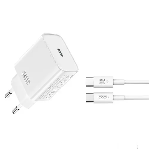 Сетевое зарядное устройство для XO CE15 (EU) PD20W USB-C быстрое питание с Type-C cable Белый - фото 5