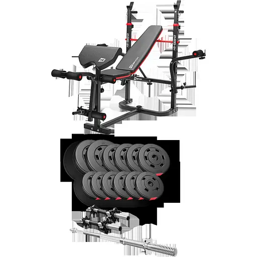 Набор Hop-Sport Premium 38кг со скамьей HS-1065HB Pro, штангой и гантелями