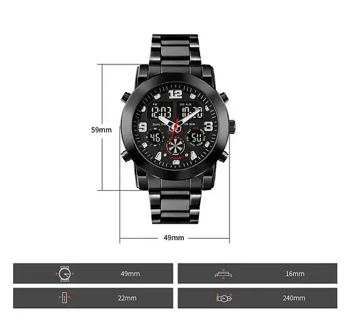 Чоловічий наручний класичний годинник Skmei 1642 (Чорний з чорним циферблатом) - фото 10