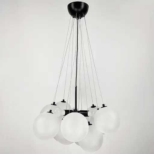 Люстра-пучок в черном корпусе ⌀ 60 см 12 шариков Line.F MJ 140-650 BK+WT - фото 8