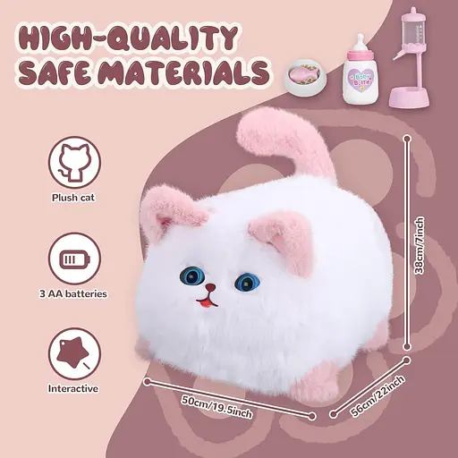 Интерактивная мягкая игрушка AiDA Smart Blinking Cat бело-розовая (AD54081) - фото 15