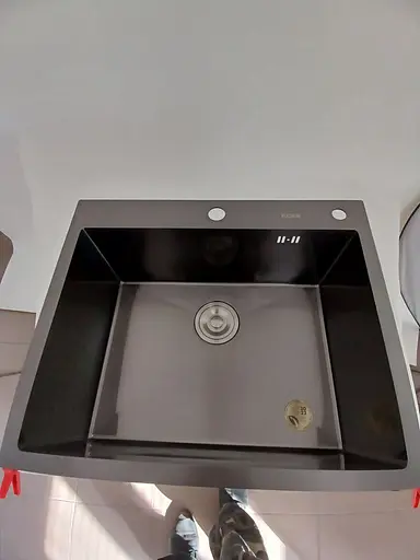 Кухонная мойка 60x50 PVD черная Platinum Handmade (сифон круглый, 3,0/0,8), Черный - фото 2