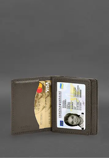 Кожаная обложка для водительского удостоверения, ID и пластиковых карт 2.1 темно-бежевый - фото 7