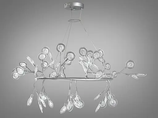 Велика люстра в залу на тросах підвісах "Світлячок", 54 лампи, хром - фото 2