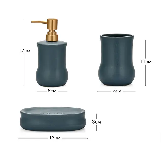 Набір аксесуарів для ванної кімнати Fissman дозатор рідкого мила, стакан та мильниця (9510) - фото 7