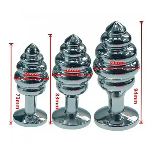 Анальна пробка фігурна сталева Спіраль 7,2 см металева з кристалом - фото 7