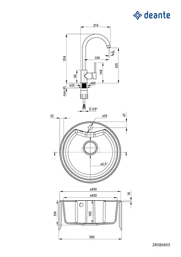 Мойка кухонная Deante Solis + смеситель BEN_762M ZRSB7803 - фото 3