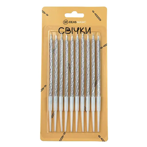 Свеча спираль металлик серебристый 10 шт 10,5 см