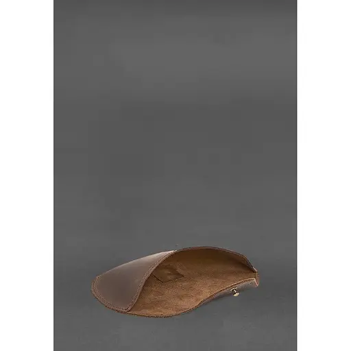 Кожаный чехол для очков BlankNote Crazy Horse с клапаном на резинке Темно-коричневый  - фото 3