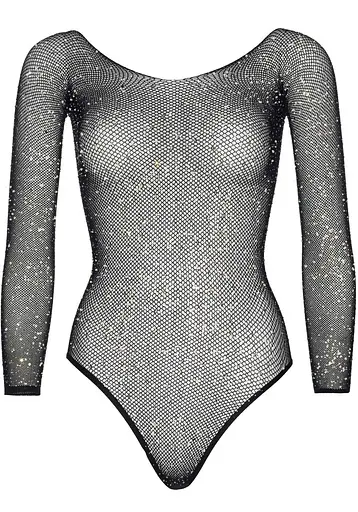 Боді Leg Avenue Crystallized fishnet bodysuit Black One Size - фото 5