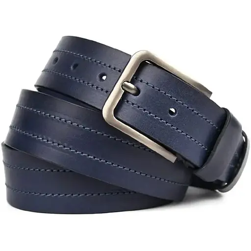 Кожаный ремень LIMARY синий с строчкой 4х120 см acs0032085 - фото 1