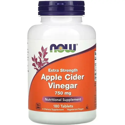 Яблучний оцет NOW Apple Cider Vinegar 750 mg, 180 таблеток