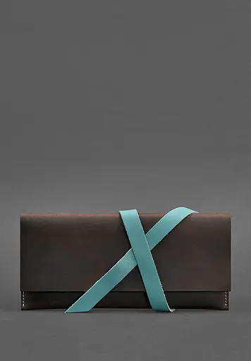 Кожаный женский тревел-кейс Voyager 1.0 темно-коричневый с бирюзовым. - фото 2