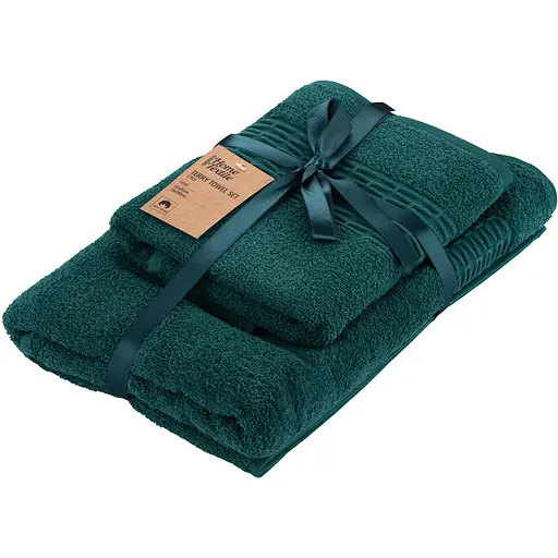 Набор полотенец махровых Ardesto Lotus 50х90 см 70х140 см 2 шт. 100% хлопок изумрудный (ART2357EM)  - фото 1