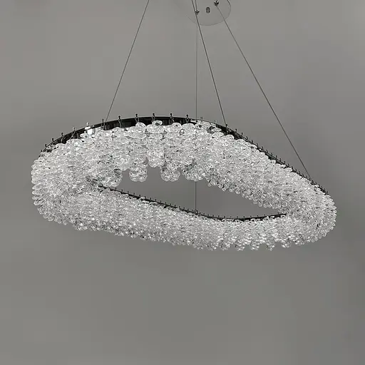 Кільцева овальна кришталева люстра в хромі 80х38 см | Арт. 33038L-800*380 CH | Line F - фото 2