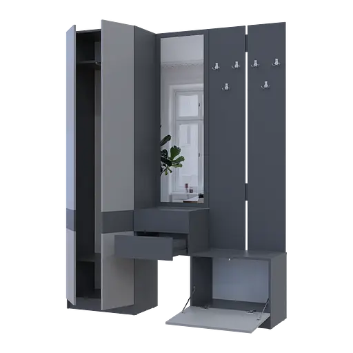 Передпокій Doros Сола Графіт/Сірий ДСП / дзеркало 165х40х215 (42005146) - фото 4
