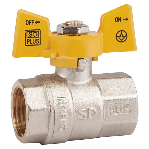 Кран шаровый SD Plus 1" ВР для газа (бабочка) SD602NG25PN40 - фото 1