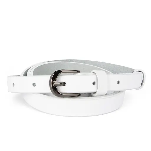 Ремінь шкіряний жіночий SF-1505 вузький білий під сукню (125 см) - фото 1