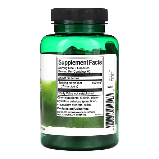 Лист кропиви Swanson Stinging Nettle Leaf 400 mg 120 caps (1086-2023-10-4066) - фото 2