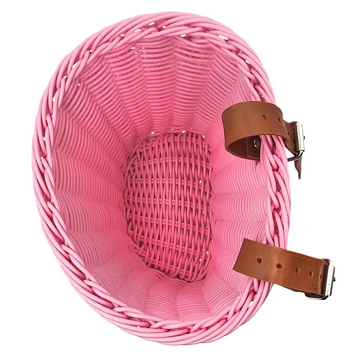 Корзина на детский велосипед / самокат 20х16х16 см плетеный ретро розовый (G0001893) - фото 3