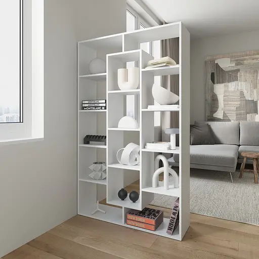 Книжная полка стеллаж Vays M-7 Белый на 14 ячеек ЛДСП 108x29x178 см для дома офиса детской или гостиной