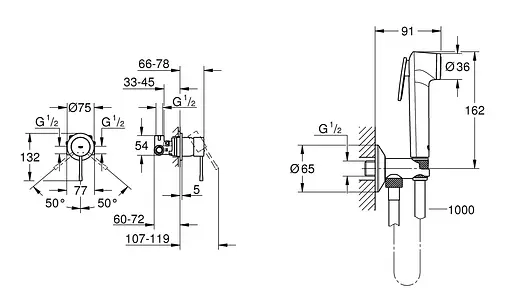 Набір гігієнічного душу прихованого монтажу Grohe Essence Tempesta-F UA111197000, Хром - фото 5
