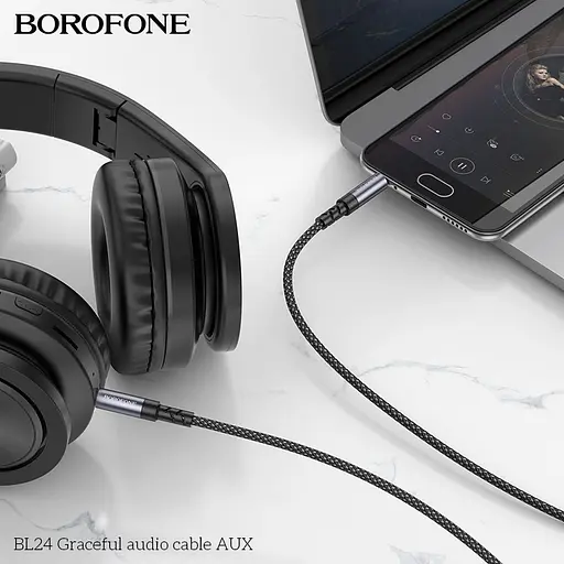 Аудіокабель BOROFONE BL24 Graceful audio cable AUX Metal Grey - фото 9