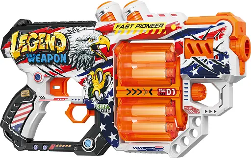 Пистолет BH103 Turbo & Fast с механическим двойным барабаном с мягкими патронами 12шт "Легенда оружия" (6955018161103) - фото 1