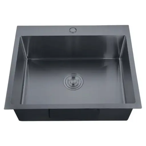 Кухонна мийка з нержавіючої сталі Zerix ZH6050-215 Nano-Black MX1586, Графит - фото 1