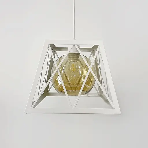 Світильник Лофт у корпусі білого кольору із янтарним плафоном | Арт. 12308/1 WT+AM | Line F - фото 2