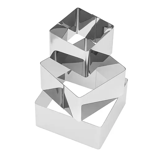 Набір квадратних металевих форм викладки салатів, десертів та гарніру та висічки тіста, Master Class Металлик 83804 - фото 1