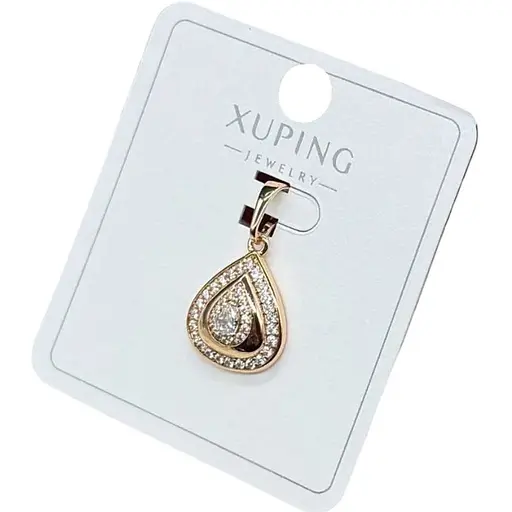 Жіночий кулон-підвіска крапля Xuping з медичного золота з покриттям справжнім золотом і кристалами - фото 1