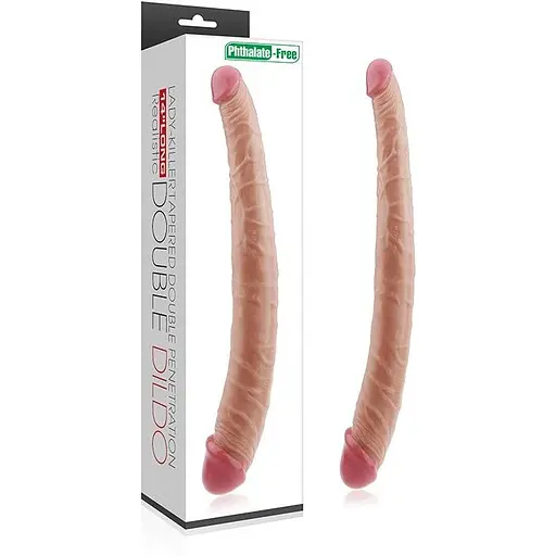 Двосторонній фалоімітатор LoveToy King Size Ladykiller 36.5 см тілесний