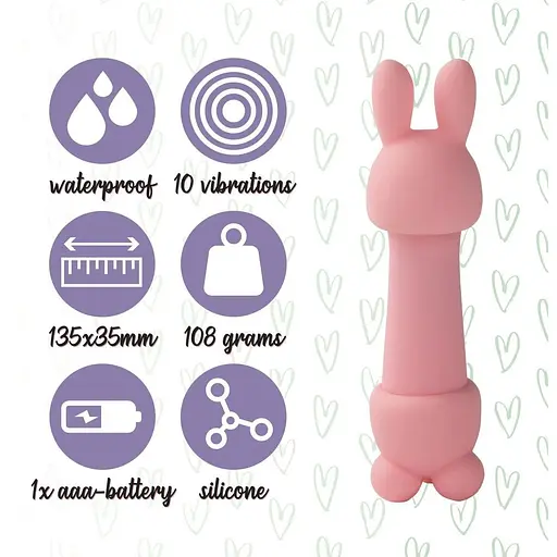 Минивибратор FeelzToys Mister Bunny Pink с двумя насадками - фото 5