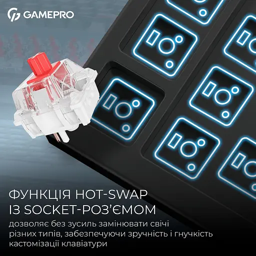 Клавиатура GamePro Asgard Yord Keychron Super Red Switch Wireless/Bluetooth/USB Black беспроводная (MK266BK) - фото 20