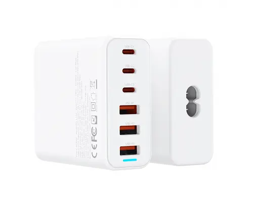 Зарядний пристрій XO L133 75W GaN 3A+3C 6 портів Desktop Fast Charger with 1.5M Power Cord - фото 3