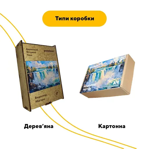 Дерев'яний фігурний пазл Ніагарський водоспад, А4, Картонна коробка 100 елементів - фото 4